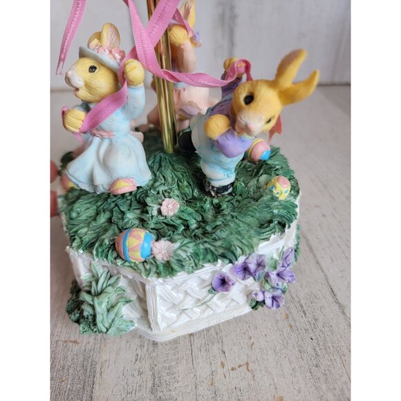Vintage Maple Easter Bunny wind up music box unique spring rabbit - Picture 8 of 10